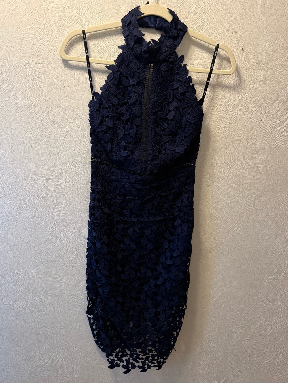 Bardot Gemma Coquette Party Blue Ink Floral Lace Halter Cocktail Dress NWT 4 - Picture 2 of 8